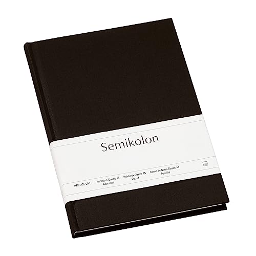 Semikolon (356168) Notizbuch Classic A5 dotted black (schwarz) - Buchleinenbezug - 160 Seiten mit cremeweißem 100g/m²- Papier - Lesezeichen