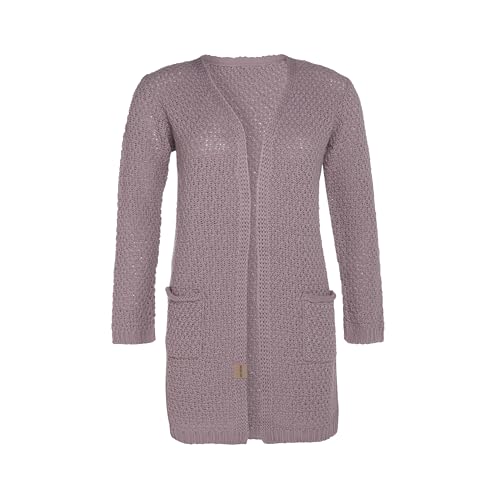 Knit Factory - Luna Strickjacke - Mittellange Damen Strickjacke mit Taschen - Cardigan mit Wolle - Hochwertige Qualität - Mauve - 36/38
