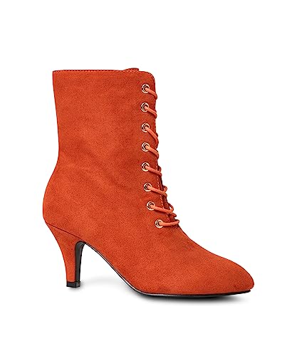 Joe Browns Damen Schnürstiefeletten Stiletto Microsuede Stiefelette, Burnt orange, 35.5 EU Weit