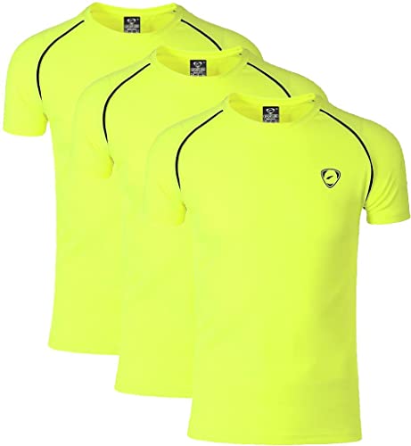jeansian Herren Sportswear 3 Packs Sport Slim Quick Dry Short Sleeves Compression T-Shirt Tee LSL182 PackH XL