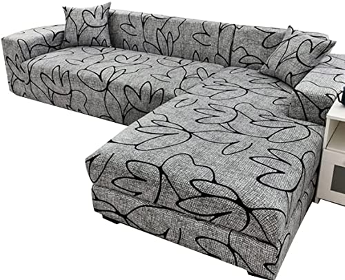 Couchbezug L Form Sofabezug Sofahusse Ecksofa Stretch Sofa überzug für 1/2/3/4 Sitzer Sofabezüge fuir Klassische und ecksofas, l- & u-Form,mit 1 Stück Kissenbezügen