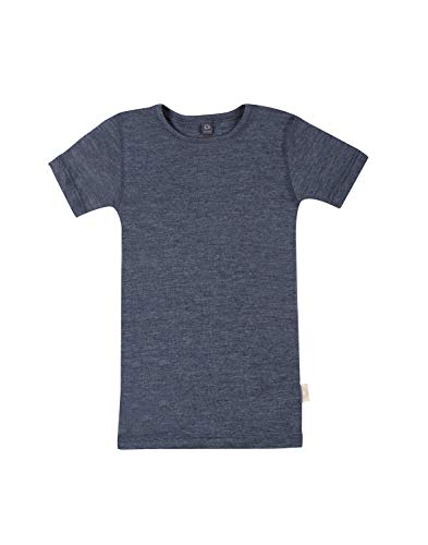 Dilling T-Shirt für Kinder aus Bio Wolle & Seide Blau meliert 98-104