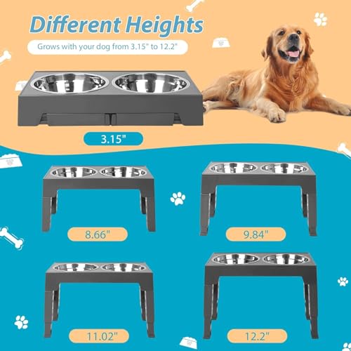 Hundenapf Grosse Hunde Hundenapf Erhöht Mit 4 Höhenverstellbarer Ständer Rutschfester Futterstation Hoher Fressnapf Für Große Mittlere Kleine Hunde (Color : 2#)