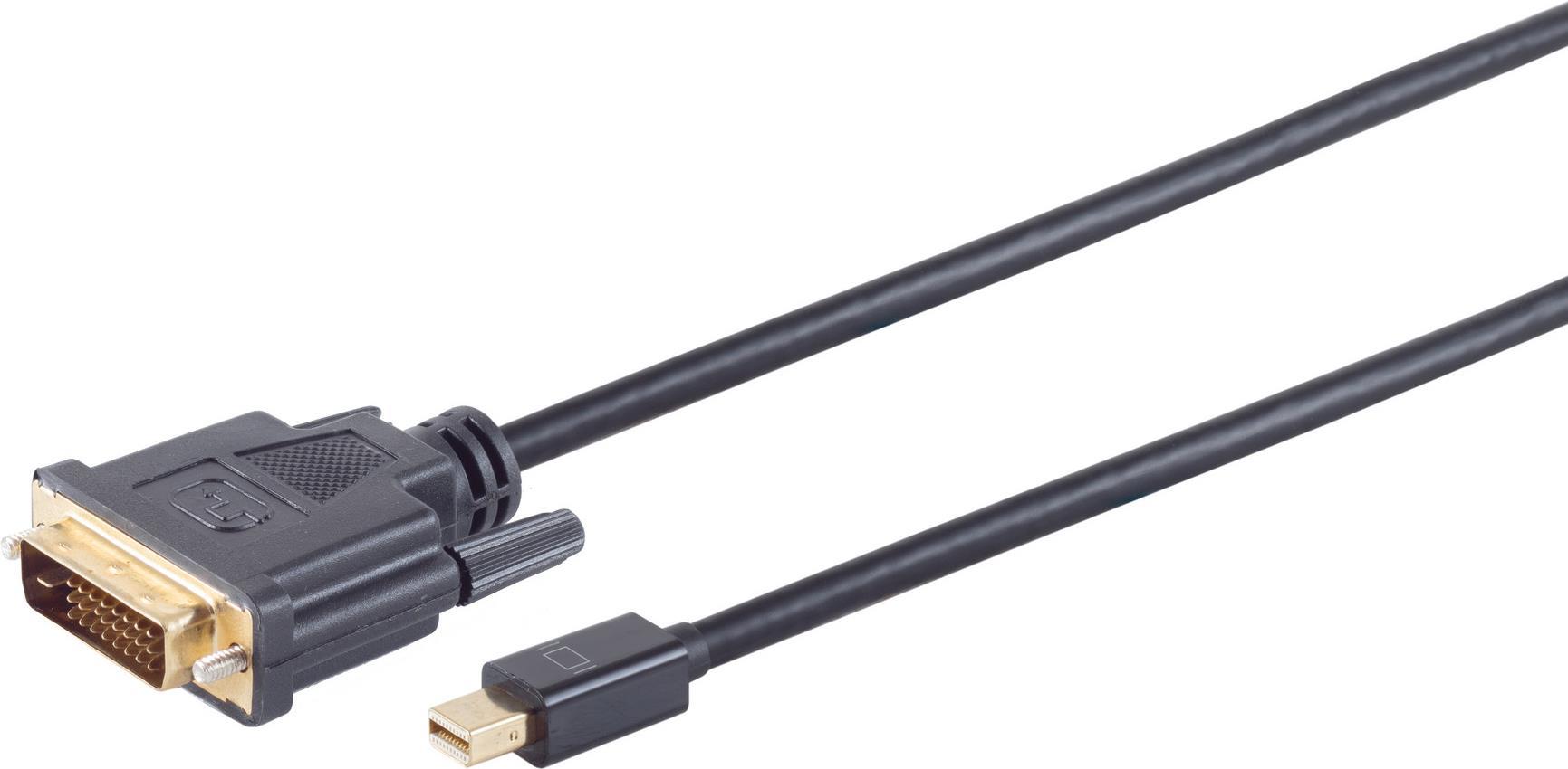 S/CONN maximum connectivity Displayportkabel-Mini Displayport Stecker 1.2 auf DVI-D 24+1 Stecker, schwarz, 3m (10-55045)