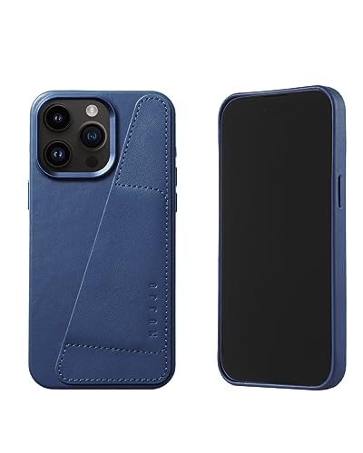 Mujjo Lederhülle Wallet iPhone 15 Pro Max blau