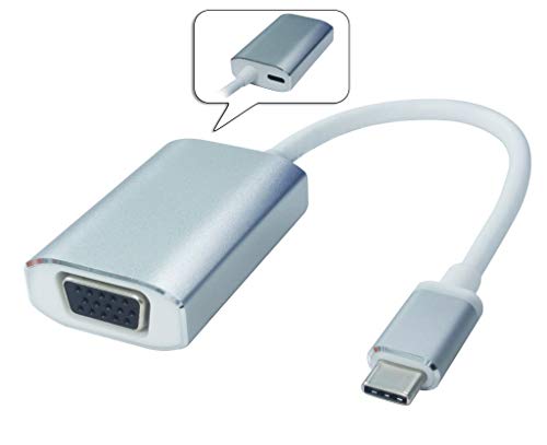 PremiumCord USB-C auf VGA Adapter, Aluminiumgehäuse, USB 3.1 Typ C Stecker auf VGA Buchse, Auflösung Full HD 1080p 60Hz, Farbe Silber