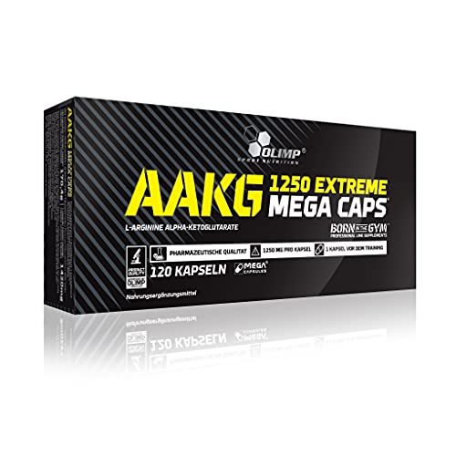 Olimp AAKG 1250 Extreme Mega Caps | L-Arginin in der Form von L-Arginin Alpha-Ketoglutarat | 120 Kapseln