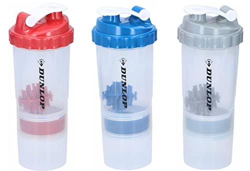 Set 3 Stück Protein-Shaker Eiweiß Shaker Getränke 500ml + 170ml Pulverfach Kugel Sportflasche Fitness + gratis Glück Aufkleber