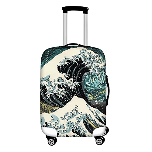 Ocean Waves Print Travel Trolley Case Cover Protector - Kratzfeste Kofferabdeckung Gepäckaufbewahrungsabdeckung 18-28 Zoll, Elastische Kofferabdeckung Kofferabdeckung Gepäckzubehör,XL (29,32 Zoll)