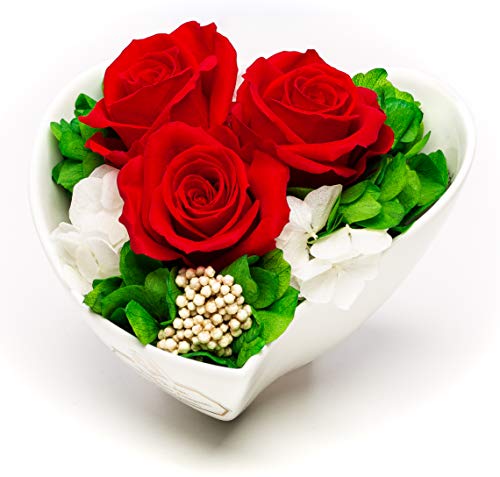 Rosen-Te-Amo Langlebiger Blumenstrauß der Liebe aus 3 haltbaren Rosen im Porzellan; Infinity Blumen in der Keramik: pfleglich handgefertigt - haltbar ohne Wasser