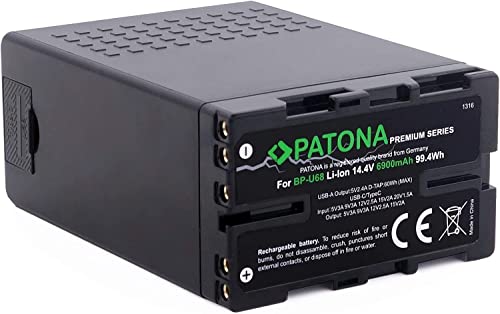 PATONA Premium Akku BP-U68 BP-U65 BP-U60 (6900mAh / 99.4Wh) Black Series- mit D-Tap/USB-C und USB (Powerbank Funktion)