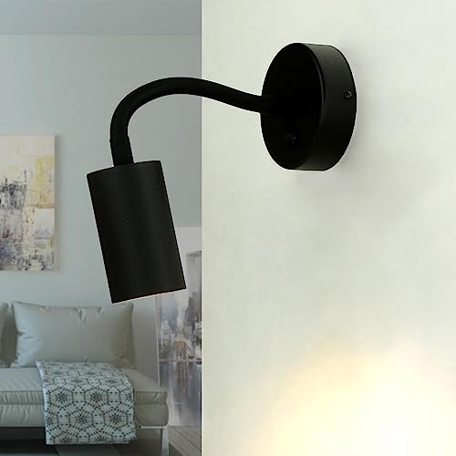 Licht-Erlebnisse Wandlampe mit Schalter EYE Schwarz schmal Ø5,5cm rund GU10 verstellbare Wandleuchte Bett Schlafzimmer