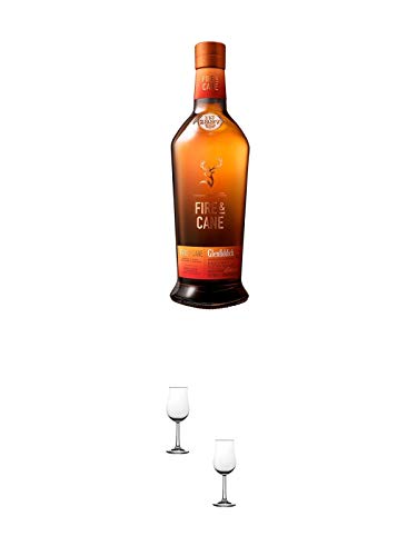Glenfiddich Fire & Cane Single Malt Whisky 0,7 Liter + Nosing Gläser Kelchglas Bugatti mit Eichstrich 2cl und 4cl - 2 Stück
