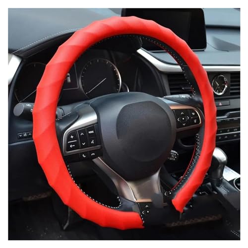 Lenkradhüllen Für VW Textur rutschfeste Matte Auto Styling Lenkradbezug Atmungsaktiv Massieren Lenkradabdeckung (Color : Red)