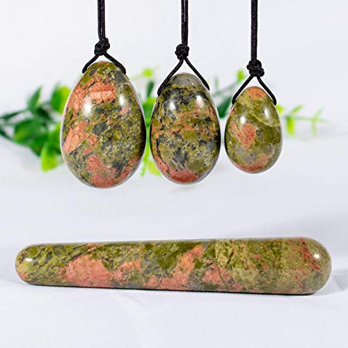 Jade Yoni Eier Massagegerät   Muskelstraffung Ball Kegel Muscle Exerciser Massage Steinkristall Kugel-Blume grün