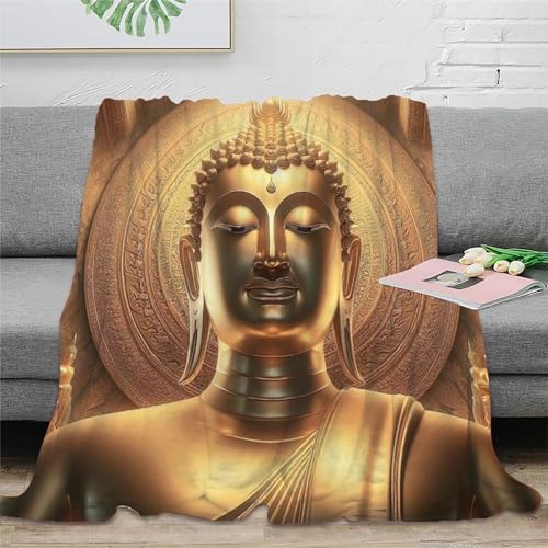 Buddha Wohndecken 3D Druck Zen-Muster Flanell Flauschig Warm Bett Decken Weichen Flauschig for Erwachsene Kinder 40x50inch(100x130cm)