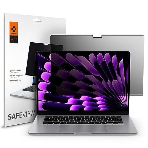 Spigen SafeView Magnetischer Blickschutzfilter für MacBook Air 15 Zoll (M2, 2023), Sichtschutzfilter, Privacy Schutz, Blendschutz, Anti-Fingerabdruck