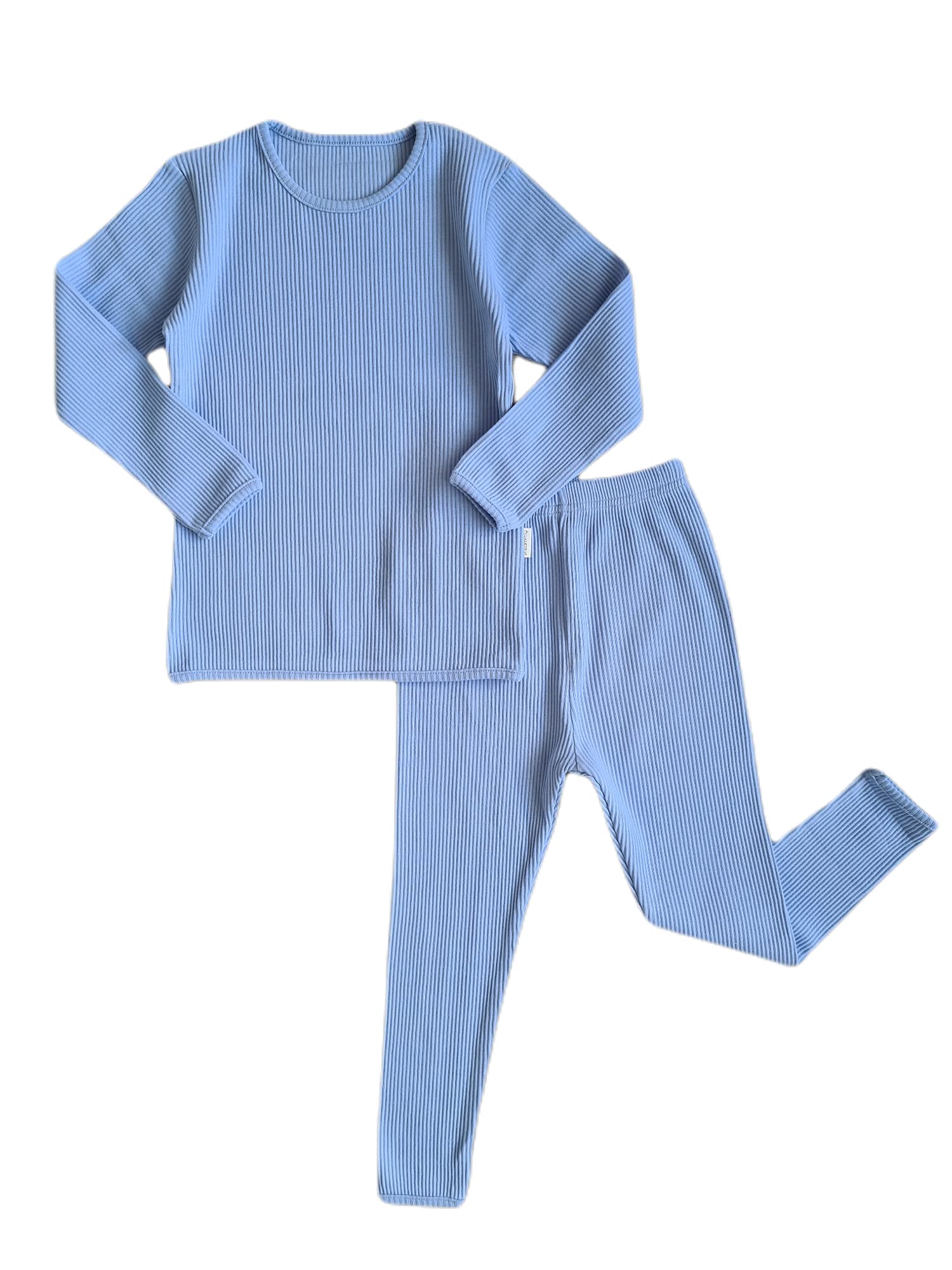Gerippter Schlafanzug in 20 Farben, Trainingsanzug, Loungewear, Unisex, für Jungen und Mädchen, Babybekleidung, Pyjama für Damen und Herren, powder blue, 7-8 Jahre