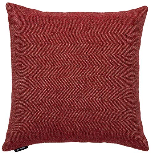 McAlister Textiles Herringbone Tweed | Kissenbezug für Sofa, Couch in Rot | 50 x 50cm Größe | traditionelles gewobenes Fischgräten-Muster | Deko Kissenhülle