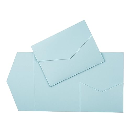 Pocketfold Karte A6/C6 - Einladung Hochzeit - Blanko (75 Stück, Hellblau Metallic)