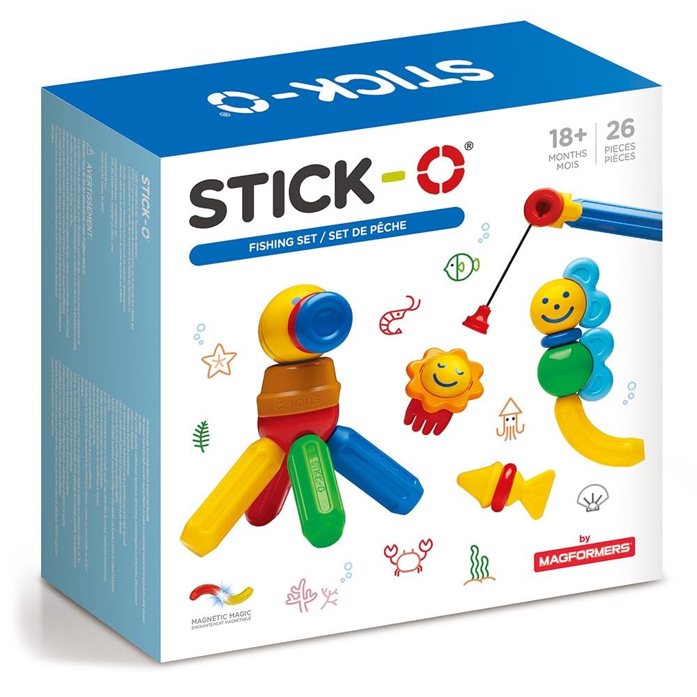 Stick-O Fishing Magnetic Building Blocks Set. Chunky Building Blocks for Younger Children. Easy to Hold and Build., Rainbow, 902006
