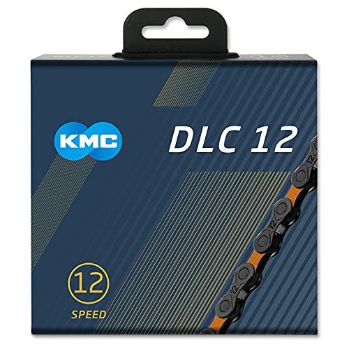 KMC Unisex-Adult Fahrradkette DLC12, 12-Fach, 1/2" x11/128, 126 Glieder, schwarz-orange