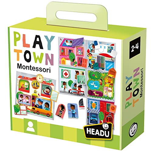 Headu MU23615 Baby Play Town Montessori Lernspiele, Mehrfarbig