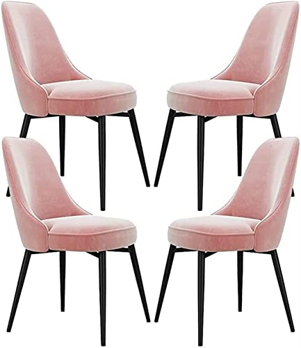 KEHTU Küchen-Esszimmerstühle 2er-Set Sitz Und Rückenlehne Aus Weichem Samtkissen Wohnzimmer-Lounge-Thekenstühle (Color : Pink)