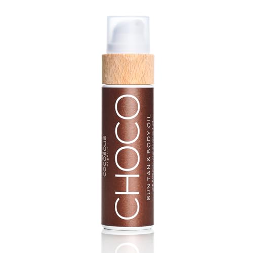 COCOSOLIS Choco Bräunungsbeschleuniger mit Vitamin E, Kakaobutter - Bräunungscreme & Bodylotion Kakao - Bio-Bräunungsöl mit 6 Kostbare Öle - 110 ml
