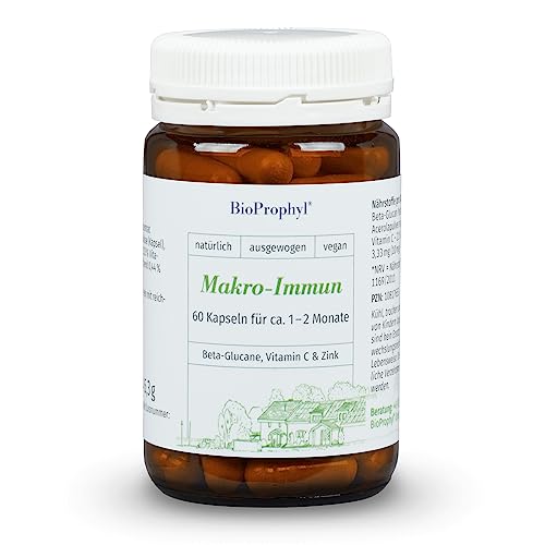 BioProphyl® Makro-Immun - 500 mg natürliches Yestimun® Beta Glucan mit natürlichem Vitamin C und Zink - qualitativ hochwertig - zur Unterstützung des Immunsystems und den Abwehrkräften - 60 Kapseln