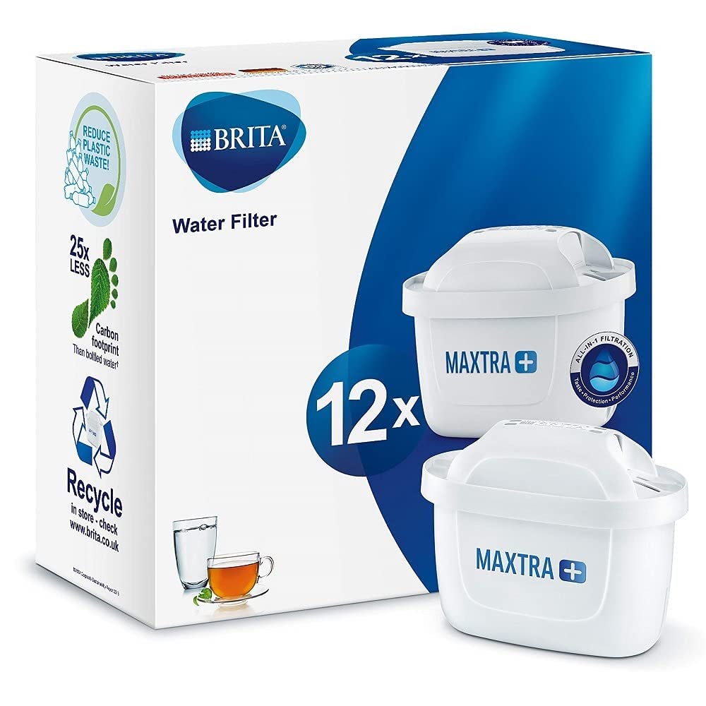 BRITA MAXTRA+ Ersatz-Wasserfilterpatronen, kompatibel mit allen BRITA Kannen — reduzieren Chlor, Kalk und Verunreinigungen für einen tollen Geschmack — 12er-Pack