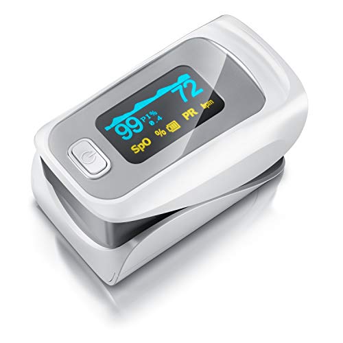 Medicinalis - Pulsoximeter Finger - SpO2 Pulsmesser – Fingerpulsoximeter - Messung von Puls und Sauerstoffsättigung am Finger – OLED Display - Batterieanzeige – Alarm – One Touch Bedienung