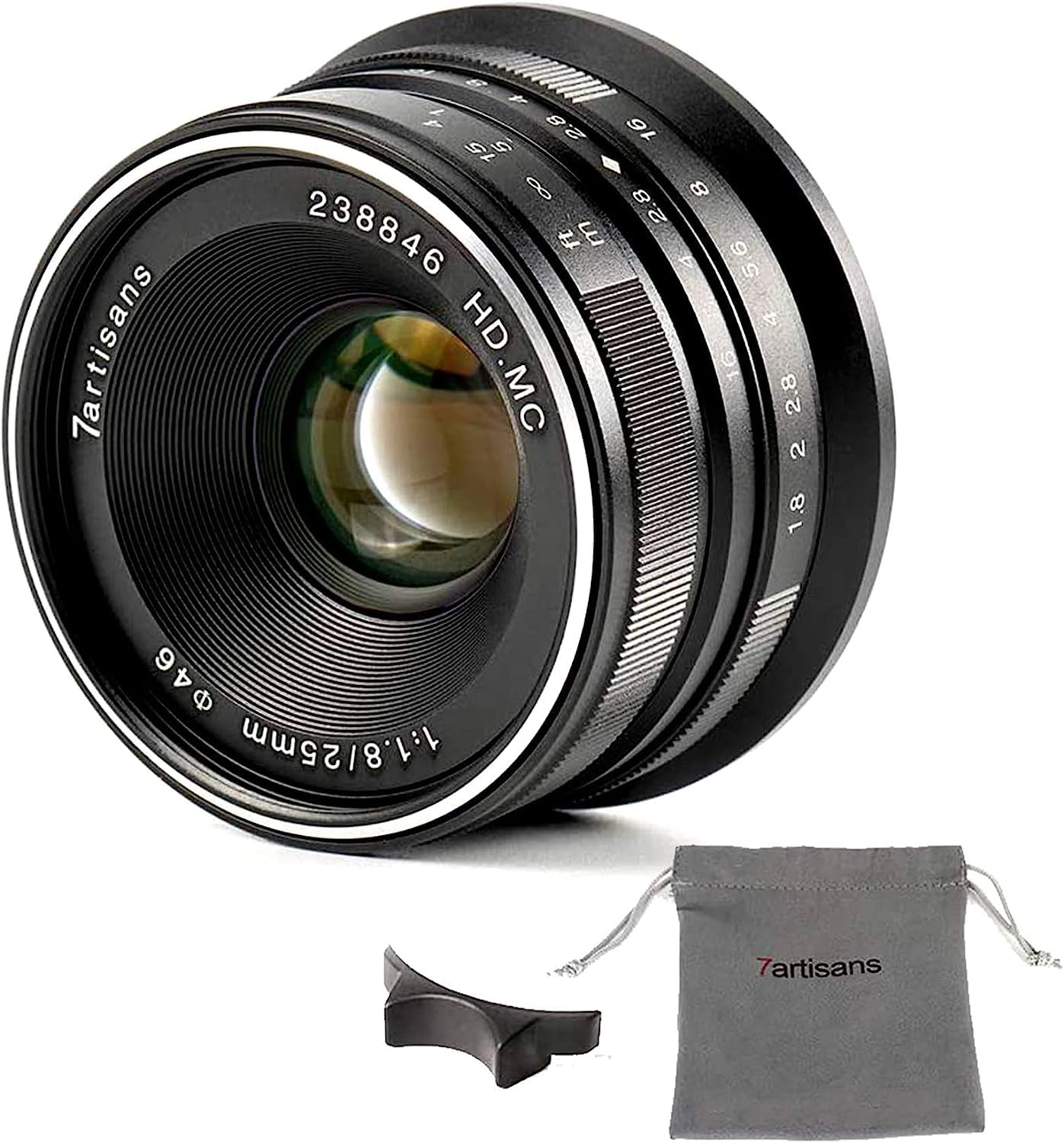 7artisans 25mm F1.8 Manuelle Fokusobjektiv für Sony Emount Kameras wie A7 A7II A7R A7RII A7S A7SII A6500 A6300 A6000 A5100 A5000 EX-3 NEX-3N NEX-3R NEX-F3K NEX-5 NEX-5N - Schwarz