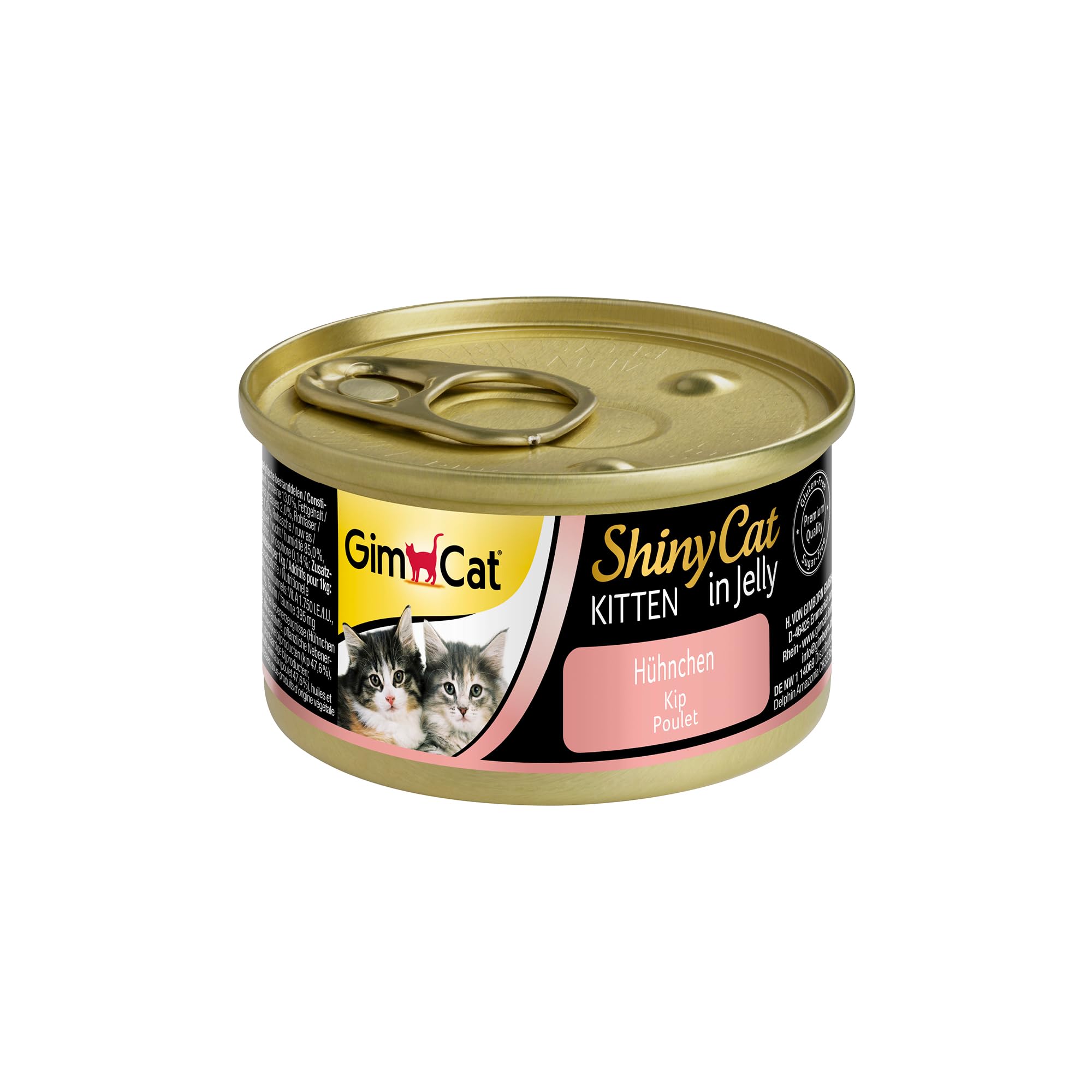 GimCat ShinyCat Kitten in Jelly Hühnchen - Nassfutter mit Fleisch und Taurin für junge Kätzchen - 24 Dosen (24 x 70 g)