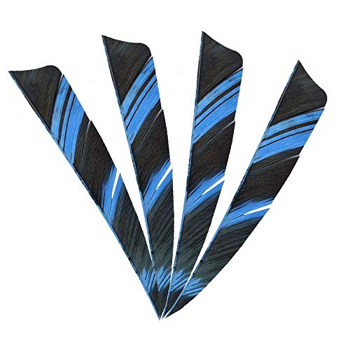 MILAEM 50 stücke Bogenschießen Pfeil Federn 4 Zoll Pfeilfedern Pfeil Fletches Natürliche Befiederung Für DIY Jagdpfeile Rechten Flügeln (Blau)