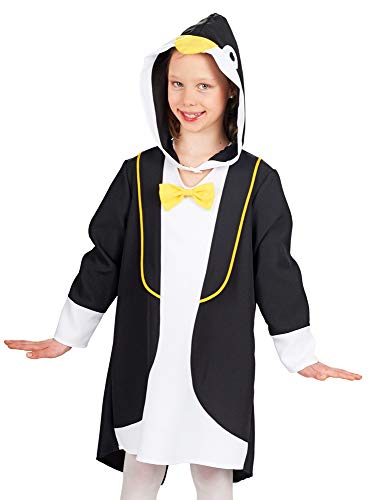 Andrea Moden Unisex Kinder Pinguin-Kleid mit Kapuze, Schwarz/Weiß/Gelb, 128