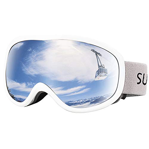 Supertrip Skibrille Herren Damen Snowboardbrille für Brillenträger Antifog Weiß