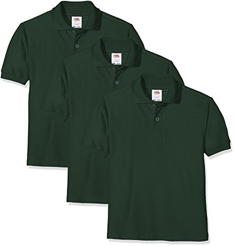 Fruit of the Loom Unisex-Kinder Short Sleeve Poloshirt, Grün (Bottle Green 38), 14-15 Jahre (3er Pack)