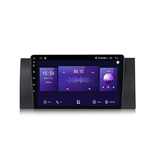 Android 11 9-Zoll-Navigator für BMW X5 1999–2006, Autoradio, Touchscreen, Bluetooth-Autoradio, unterstützt WiFi, GPS, USB, Lenkradsteuerung, Bluetooth, Spiegelverbindung, vollständiger RCA-