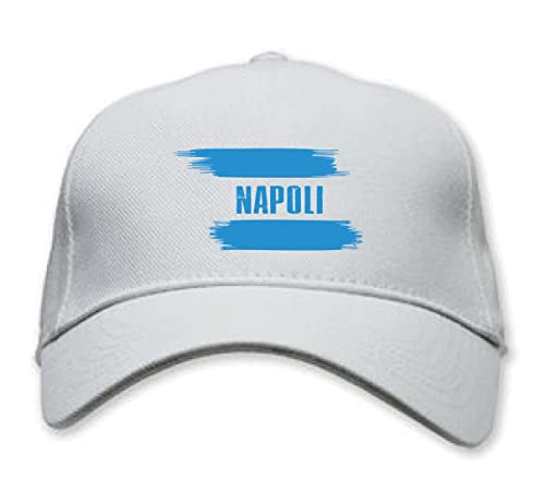 Tipolitografia Ghisleri Weiße Kappe Neapel mit Flagge - Klettverschluss - Sportliche Ultras - Tifosi, Weiß, One size