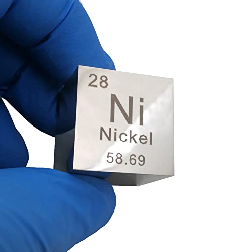 GOONSDS Nickelmetall Würfel 99,5% Graviertes Periodensystem 1 Zoll NI Probe