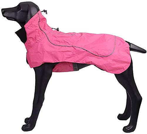 Leichter Atmungsaktiver Hunderegenmantel, Haustierponcho, Wasserdichter Reflektierender Haustierregenmantel-Regenponcho Für Mittlere Und Große Hunde-Rose Red||Large