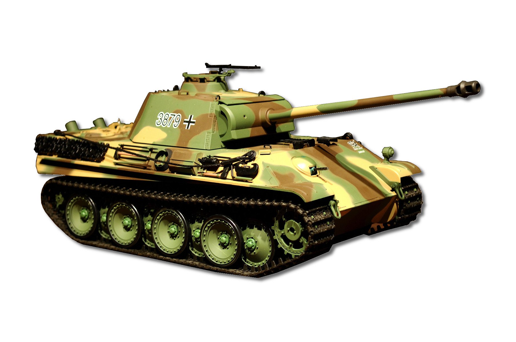 ES-TOYS Panzer ferngesteuert mit Schußfunktion Panther G Heng Long 1:16 mit Rauch&Sound und Stahlgetriebe - 2,4Ghz -V 6.0