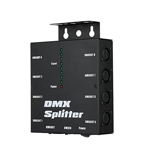 Lixada DMX512 Optischer Splitter Fungiert als DMX512 Verteilverstärker für Bühnenbeleuchtung, 8 Kanäle unabhängige Ausgänge, Einzelteilgröße: 12.8 * 4.3 * 17.2cm.