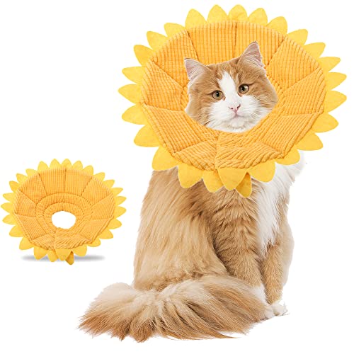 Smandy Schutzkragen Halskrause Pet Recovery E Collar Baumwolle Sunflower Collar Neck Cone Kegelkragen Pet Protective Collar für Hund und Katze (29-35cm)