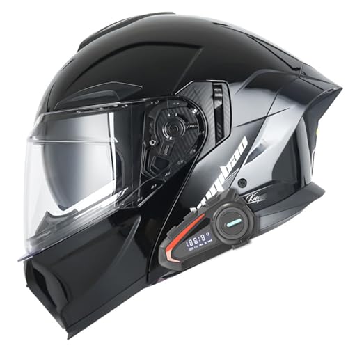 Bluetooth Klapphelm Motorradhelm, Vollvisierhelm Helm Bluetooth DOT/ECE Genehmigt, Leicht, Klapphelm mit Doppelvisier, Modularer Helm für Erwachsene Männer Frauen I,L