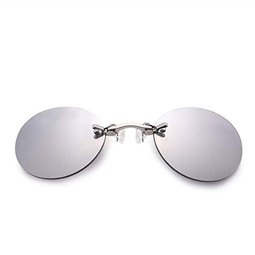 NIUASH Sonnenbrille polarisiert Clip On Nose Sonnenbrille Herren Vintage Mini Runde Sonnenbrille Randlose Sonnenbrille Herren Fahrerbrille