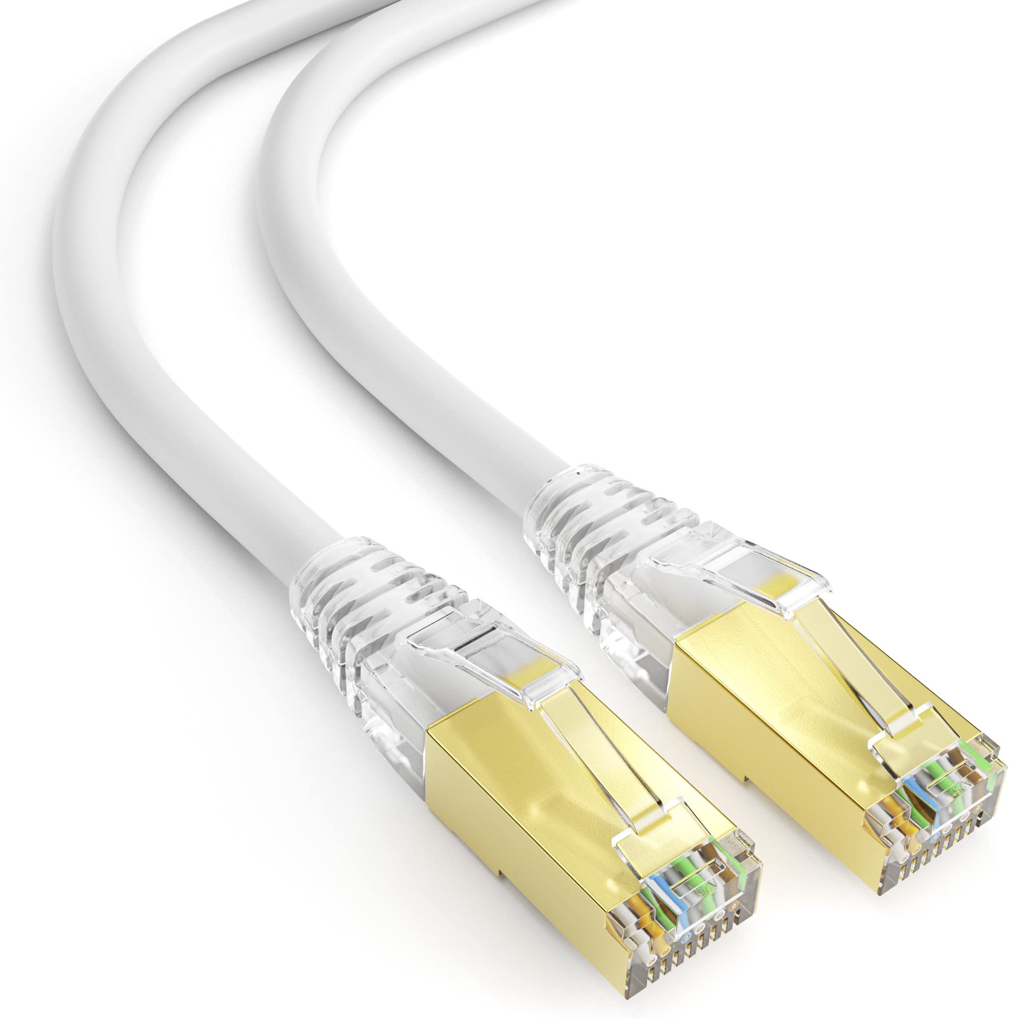 mumbi LAN Kabel 10m CAT 8 Netzwerkkabel geschirmtes F/FTP CAT8 Ethernet Kabel Patchkabel RJ45 10Meter, Weiss