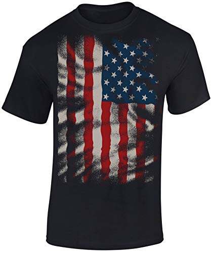 T-Shirt: Stars and Stripes - Flow Design - USA Flagge US-Army - Shirt Herren Damen - Mann Männer Frau-en - Biker - Rock-er - Amerika America - United States - Camouflage - Streetwear - Geschenk (5XL)