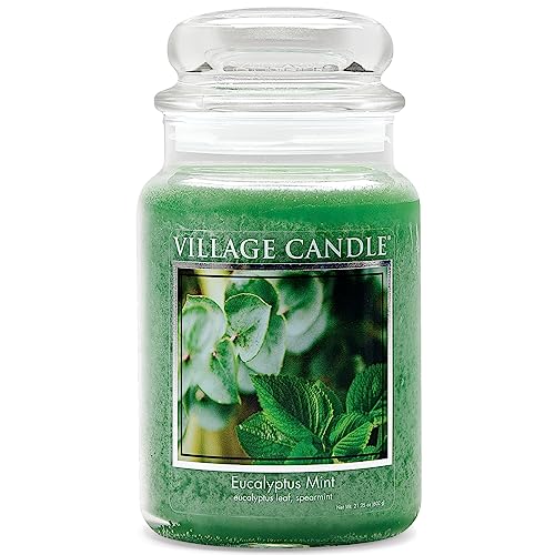 Village Candle Eukalyptus-Minze große Duftkerze im Glas, 737 g, grün, 9.7 x 9.5 cm